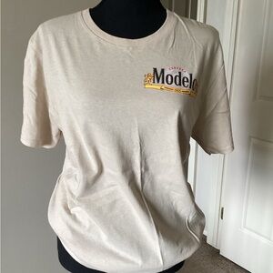 ModelCo Cream Graphic Short Sleeve Tee with Chest Logo